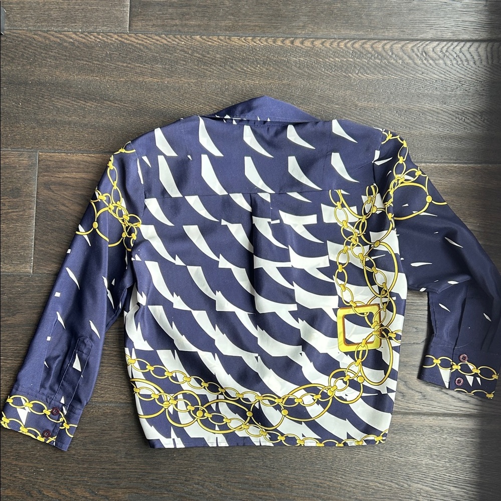 Guess by Marciano Navy and White Geometric Blouse - Picture 3 of 3